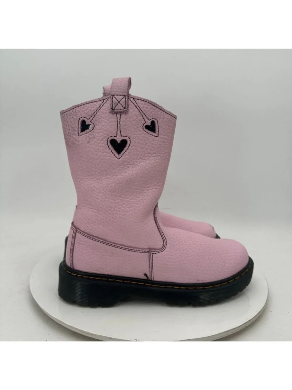 Dr Martens Bex Heart P-O Kids Girl Sz 3 Soft Pink Leather Pull On Side Zip Boot